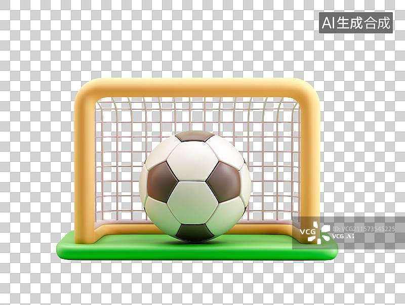 【AI数字艺术】3D足球与草坪免抠元素图片素材