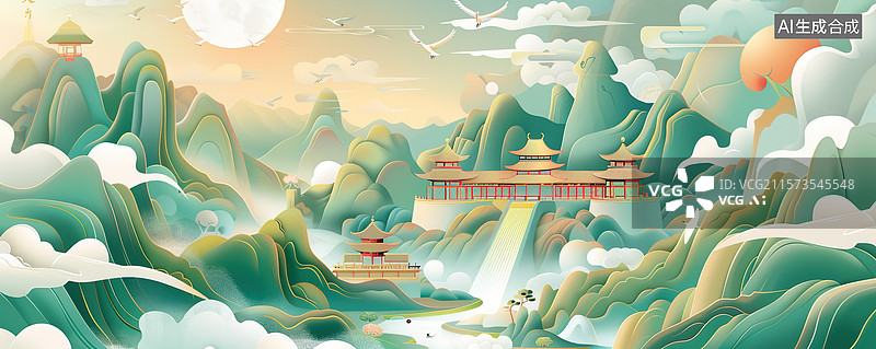 【AI数字艺术】AI生成的创意中国风插画图片素材
