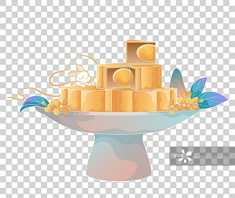 中秋月饼月兔桂花国风免扣透明底素材图片素材