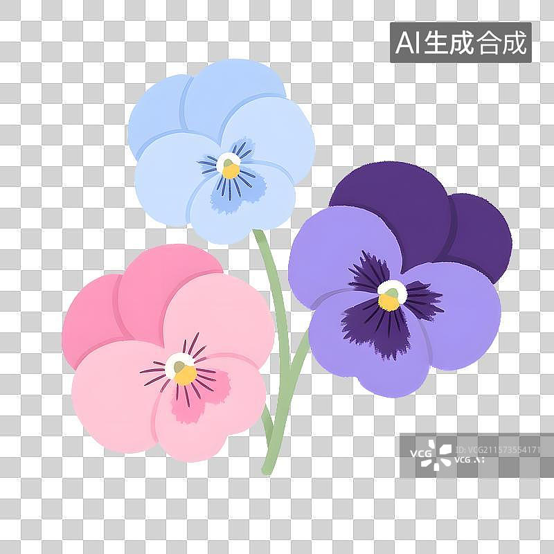 【AI数字艺术】三色堇插画免扣元素图片素材