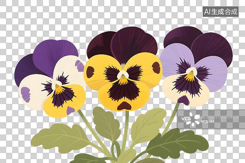 【AI数字艺术】三色堇插画免扣元素图片素材