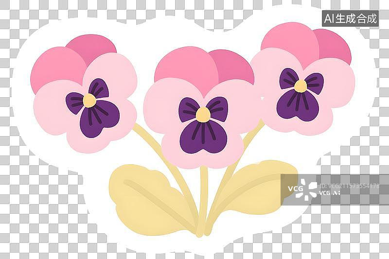 【AI数字艺术】三色堇插画免扣元素图片素材