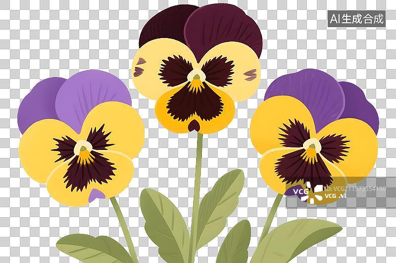 【AI数字艺术】三色堇插画免扣元素图片素材