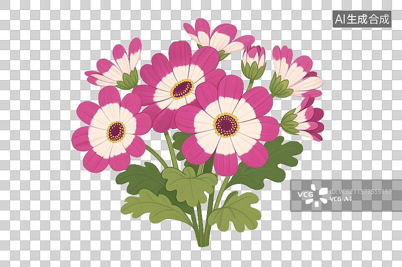 【AI数字艺术】瓜叶菊插画免扣元素图片素材