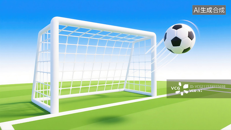 【AI数字艺术】动感3D足球插画等距球场与旋转球体图标极简设计体育教育和商业背景进门胜利图片素材