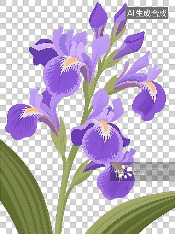 【AI数字艺术】紫色鸢尾花紫罗兰插画免扣元素图片素材