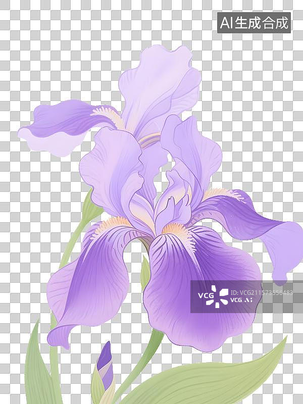 【AI数字艺术】紫色鸢尾花紫罗兰插画免扣元素图片素材
