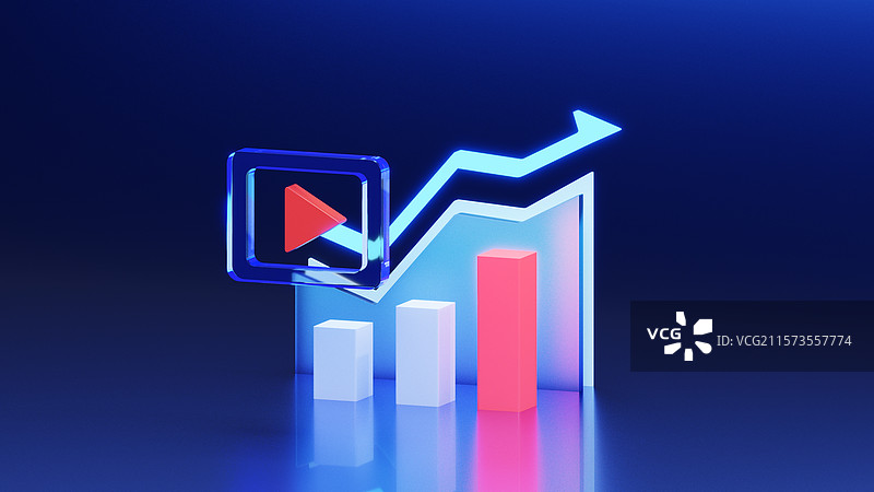 3D立体金融股票直播素材组合图片素材