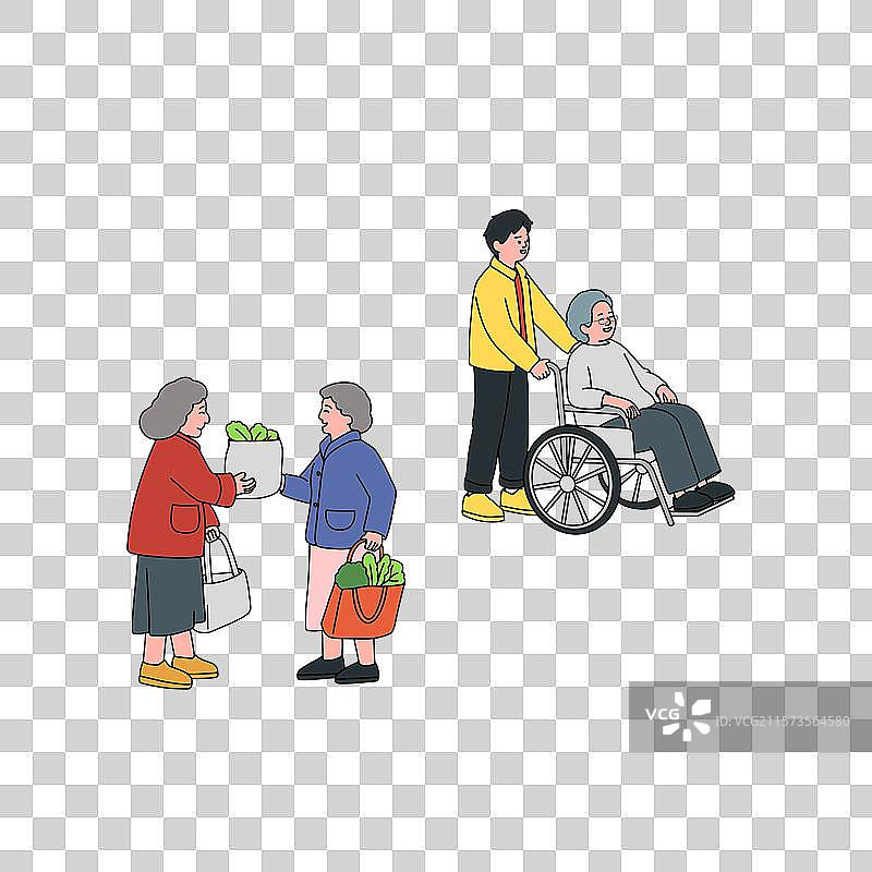 社区卡通手绘责任邻里和谐宣传册海报插画图片素材图片素材