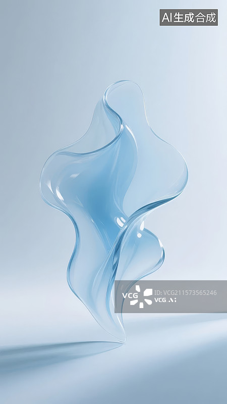 【AI数字艺术】蓝色透明扭曲形态的艺术雕塑图片素材