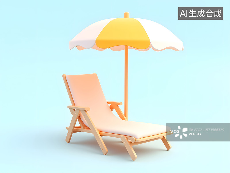 【AI数字艺术】卡通风格的沙滩椅3D渲染图片素材