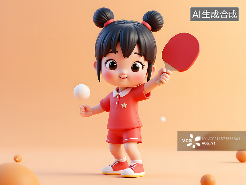 【AI数字艺术】乒乓球运动员的比赛对抗插画图片素材