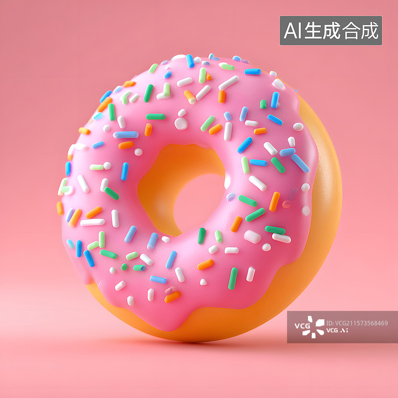 【AI数字艺术】健康美食风格的3D甜甜圈图片素材