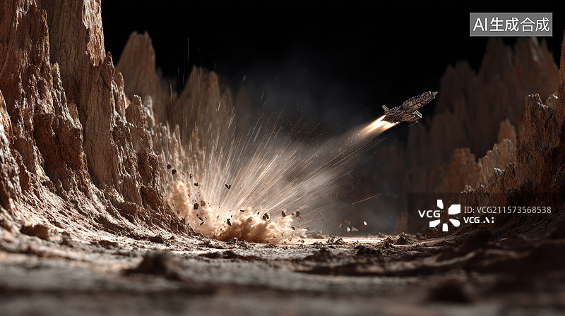 【AI数字艺术】飞鸟掠过峡谷，激起尘土飞扬图片素材