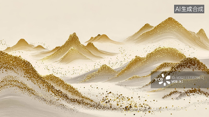 【AI数字艺术】金色山峦与波浪的抽象艺术图片素材