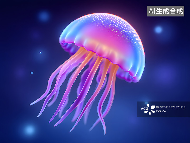 【AI数字艺术】发光水母漂浮梦幻海洋中图片素材