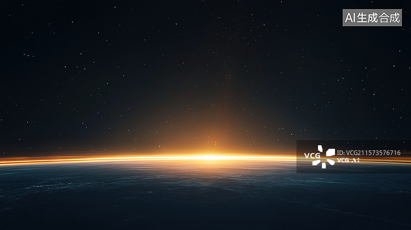 【AI数字艺术】太空视角地球和冉冉升起的太阳图片素材