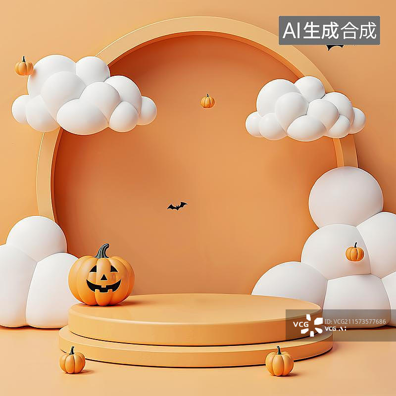 【AI数字艺术】万圣节南瓜C4D展台展示图片素材