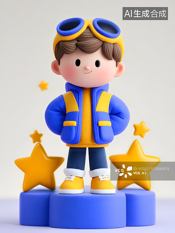 【AI数字艺术】儿童节小孩领奖的3D卡通角色图片素材
