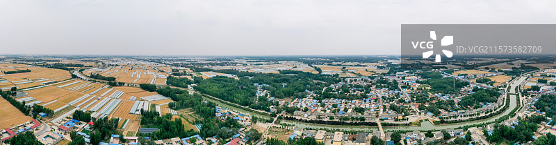 山东聊城：航拍古京杭大运河畔古镇七级图片素材