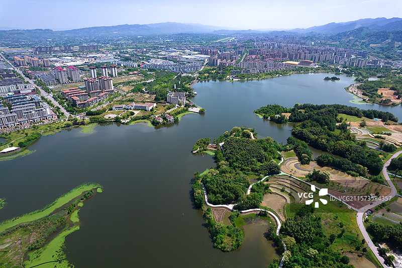 梁平双桂湖航拍景观图片素材