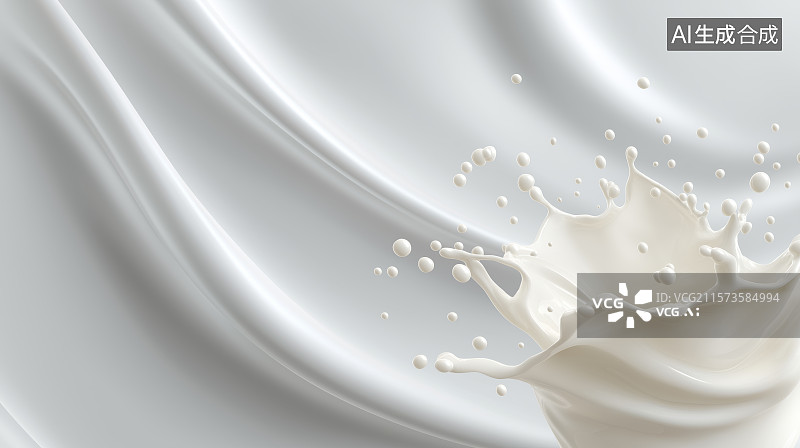 【AI数字艺术】乳品饮料主题背景——白色的牛奶乳液飞溅图片素材