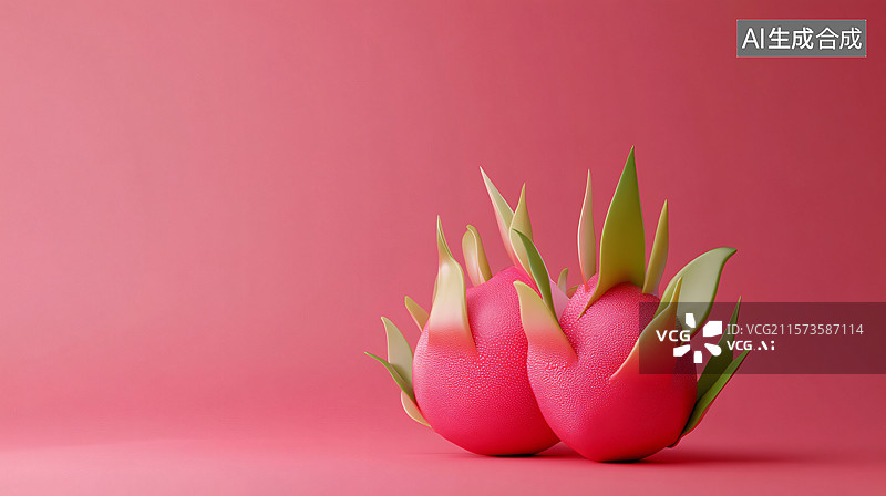 【AI数字艺术】粉背景上的火龙果图片素材