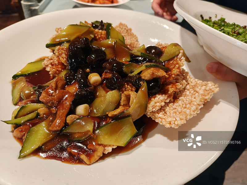 锅巴肉片图片素材