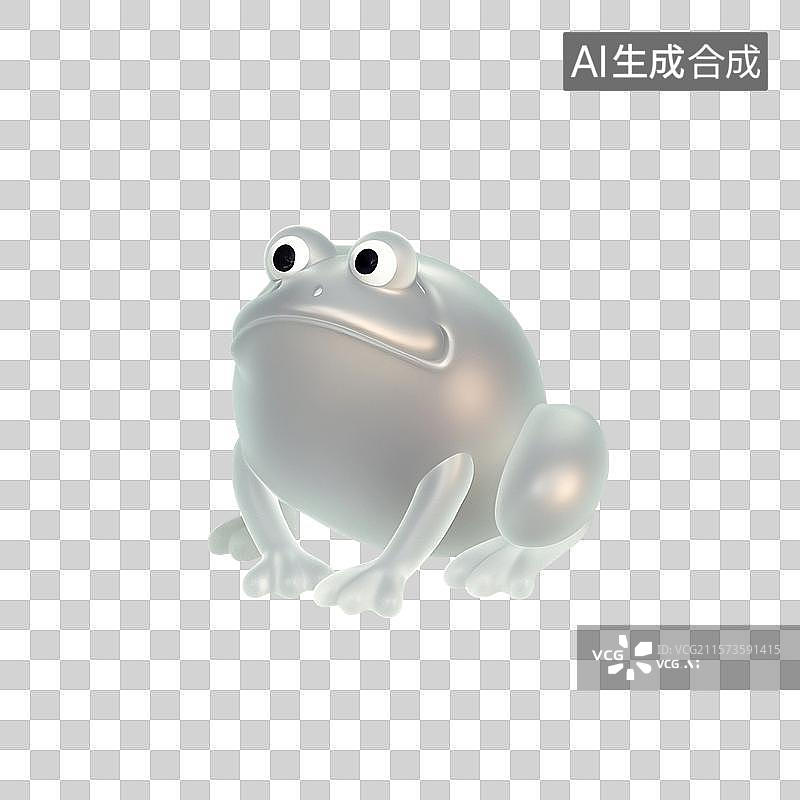 【AI数字艺术】3D渲染卡通动物，透明质感青蛙，小青蛙，夏天，免抠元素图片素材