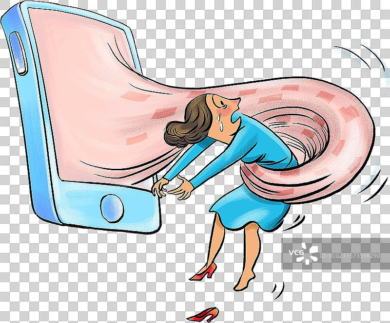 元素：被手机陷阱卷入的女人图片素材