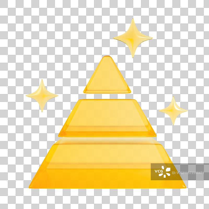 3D立体玻璃风金字塔黄金金融理财银行元素图片素材