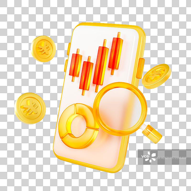 3D微软玻璃风立体手机理财数据分析金融元素图片素材