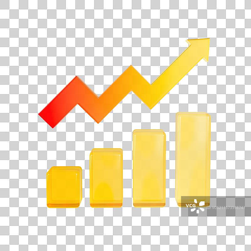 3D渲染微软玻璃风上升箭头金融理财银行保险金融元素图片素材