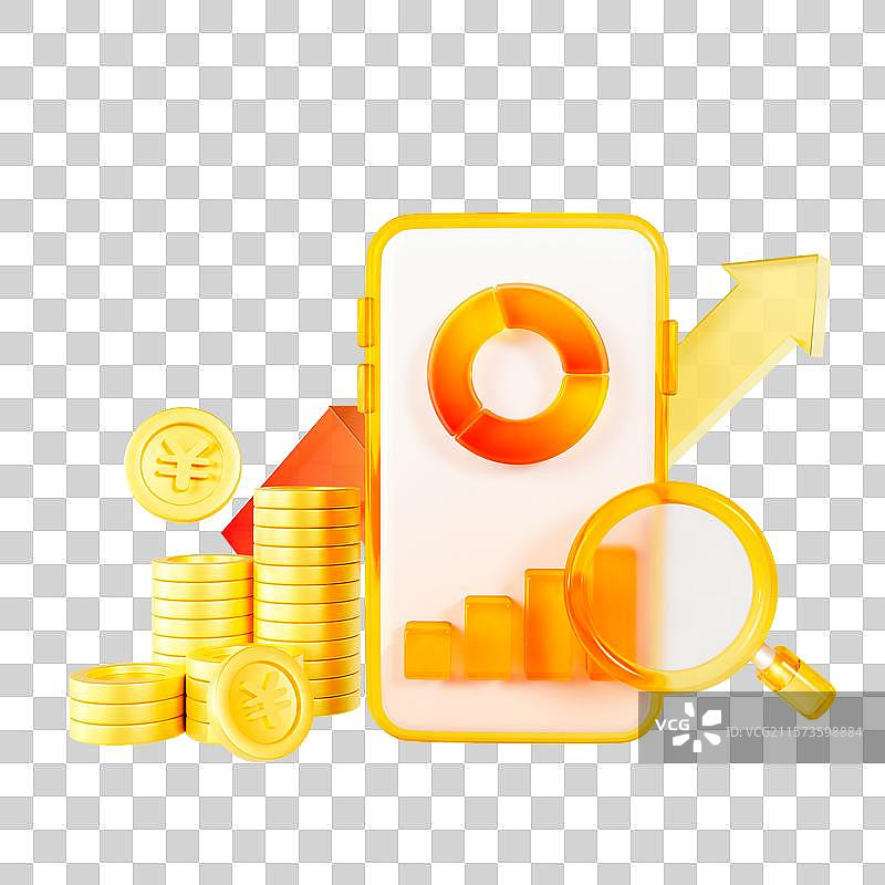 3D微软玻璃风立体手机理财数据分析金融元素图片素材