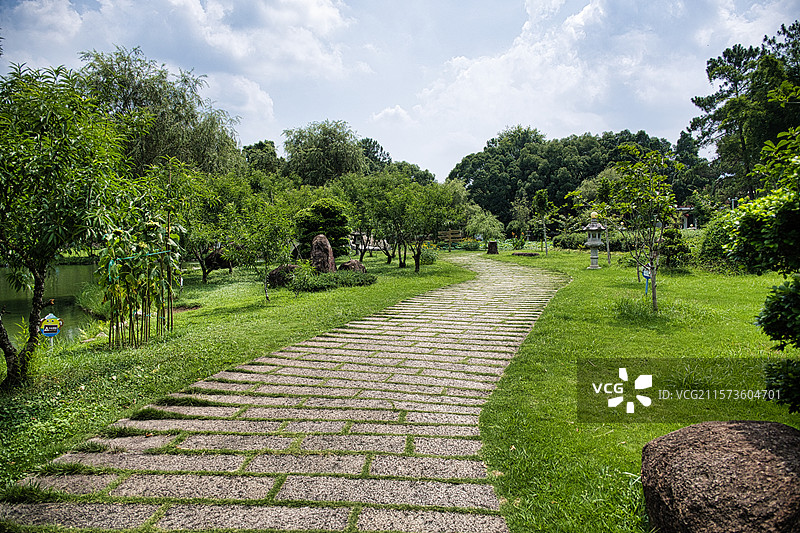 福建漳州天福茶博物院宁静的公园小径图片素材