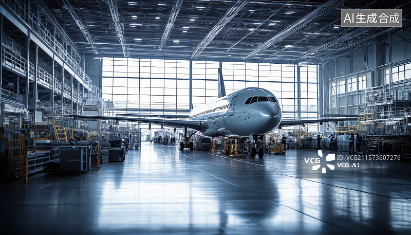 【AI数字艺术】飞机制造与飞行图片素材