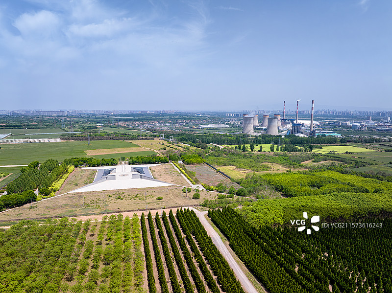 陕西西安咸阳汉长陵博物馆与渭河发电厂图片素材