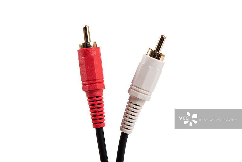 红白音响线缆特写图片素材