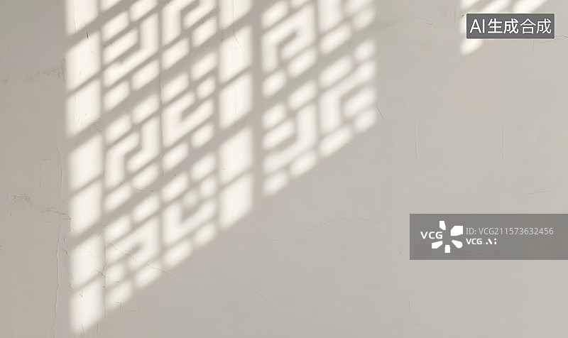 【AI数字艺术】窗格光影投射在墙面上图片素材
