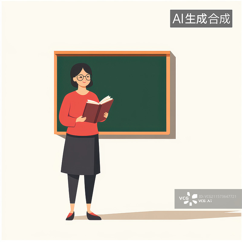 【AI数字艺术】老师教师卡通插画图片素材