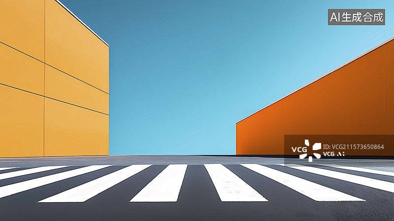 【AI数字艺术】橘色几何街道建筑海报背景图片素材