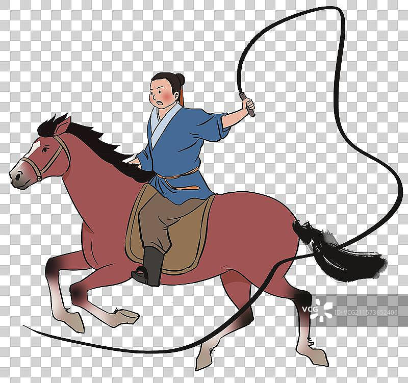 中国风新中式古风古典传统文化古装古人古代古时候国学经典历史典故鞭长莫及插画图片素材