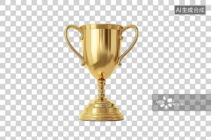 【AI数字艺术】金色的奖杯图标模型图片素材