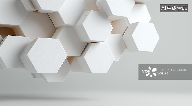 【AI数字艺术】抽象白色蜂巢几何结构图片素材