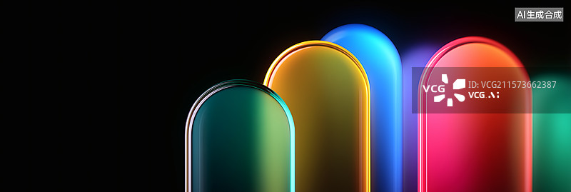 【AI数字艺术】多彩玻璃圆柱体抽象背景图片素材