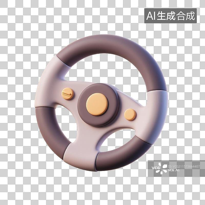 【AI数字艺术】3D渲染卡通扁平化汽车方向盘图标图片素材
