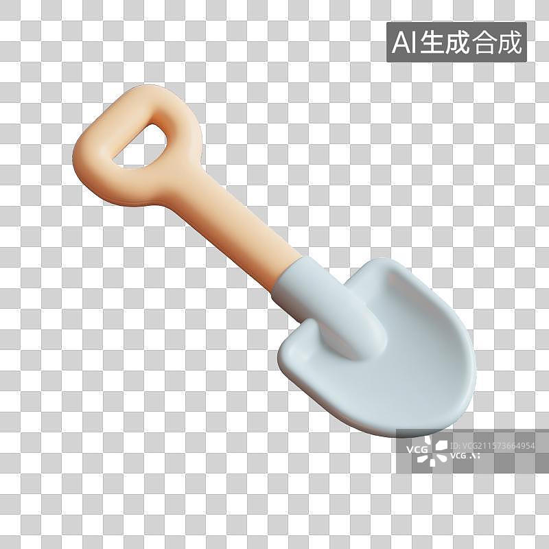 【AI数字艺术】3D渲染卡通扁平化铲子图标图片素材