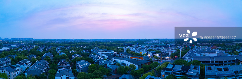 航拍上海朱家角古镇日落黄昏图片素材