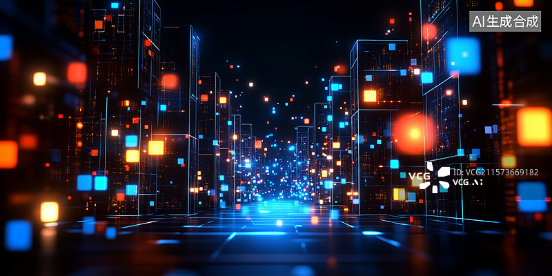 【AI数字艺术】光影交织的科技脉动图片素材