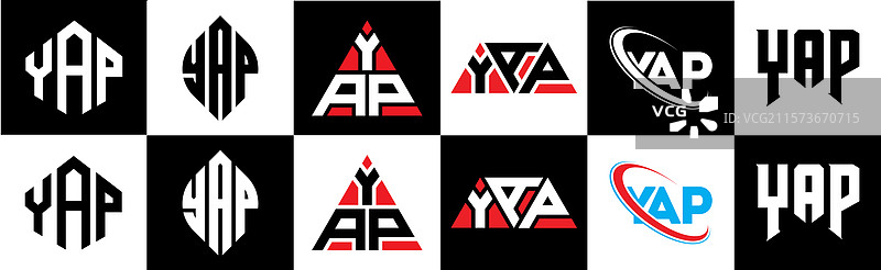 Yap字母标志设计，六种风格的多边形设计图片素材